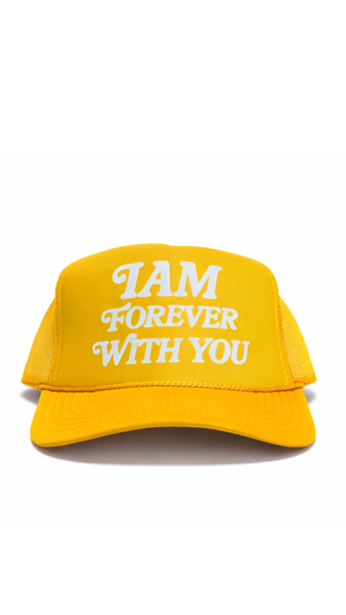 "I AM FOREVER WITH YOU" Foam Trucker Hat – Yellow / White